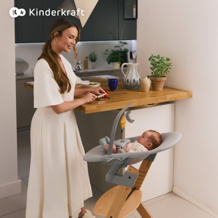 KINDERKRAFT barošanas krēsliņš ENOCK un šūpuļkrēsliņš jaundzimušajiem CALMEE, grey 
