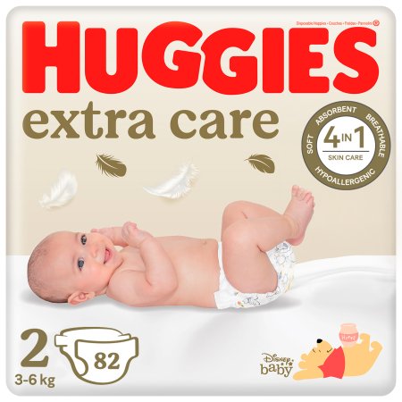 HUGGIES autiņbiksītes EXTRA CARE 2,  3-6kg, 82 gab., 2592611 2592611