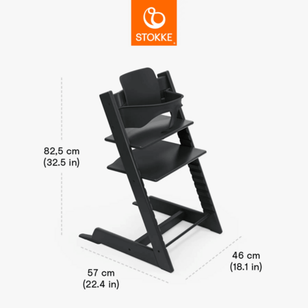 STOKKE barošanas krēsls ar aizsargbarjeru TRIPP TRAPP, black, 684600 