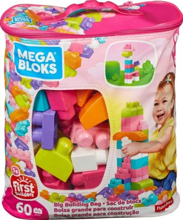 MEGA BLOKS klucīši iepakojumā First Builders rozā 60 gab, DCH54 DCH54