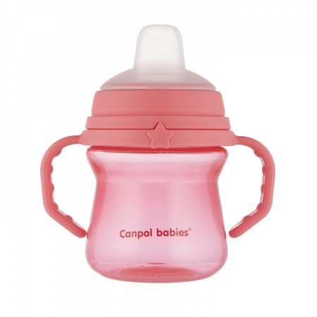 CANPOL BABIES krūzīte ar silikona snīpi, FirstCup, 150ml, rozā, 56/614_pin 56/614_pin