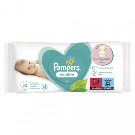 PAMPERS Sensitive salvetes, 3 iepakojumi, 156 gab., 81752611 81752611