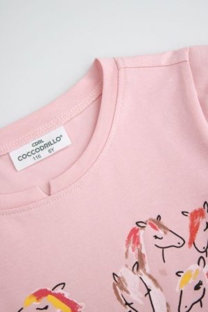 COCCODRILLO krekls ar īsām piedurknēm NOSTALGIC MEADOW GIRL KIDS, rozā, WC5143202NGK-033-122, 122 cm 