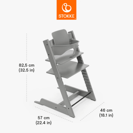 STOKKE barošanas krēsls ar aizsargbarjeru TRIPP TRAPP, storm grey, 684800 
