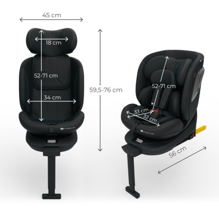 KINDERKRAFT autokrēsls I-360 2 PLUS, 40-150 cm., Black, KCI36002BLKPL00 