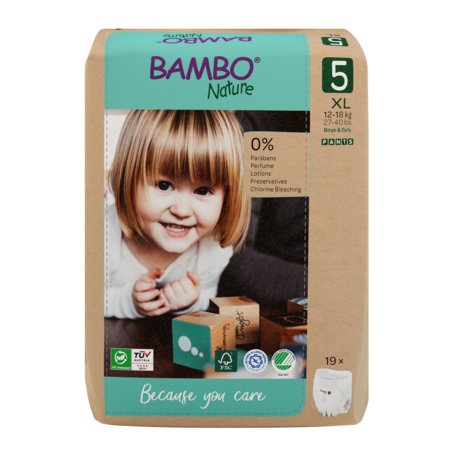 BAMBO autiņbiksītes-biksītes NATURE papīra iepakojumā, 5 izmērs, 12-18 kg, 19 gab., BAMB0166 