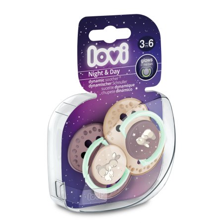 LOVI Silikona dinamiskais knupis, 3-6m, 2 gab., Night&Day, Girl, 22/914girl 