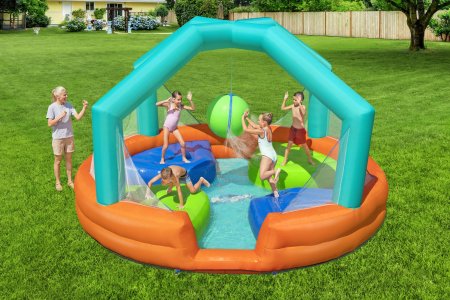 BESTWAY piepūšamā atrakcija Dodge & Drench Water Park, 4.5m x 4.5m x 2.68m, 53383 53383