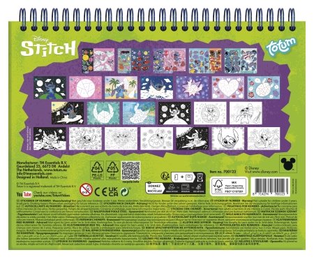 TOTUM DISNEY STITCH radošais komplekts Sticker by number pad, 700123 