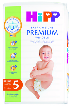 HiPP autiņbiksītes PREMIUM, 5 izmērs, 12-17 kg., 44 gab., DA92053 