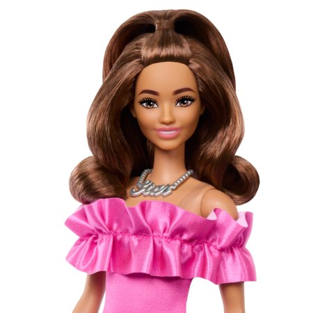 BARBIE Fashionistas lelle rozā volānu kleitā, HRH15 