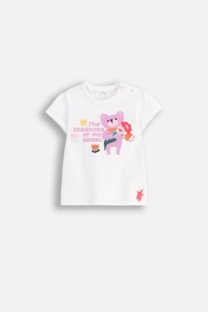 COCCODRILLO krekls ar īsām piedurknēm MAXITROPIC GIRL NEWBORN, balta, WC5143201MGN-001-086, 86 cm 