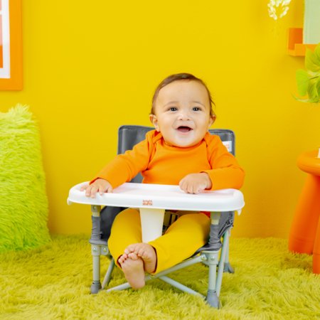 BRIGHT STARTS barošanas krēsls - būsteris POP 'N SIT, GREY, 17198 