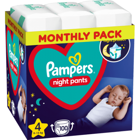 PAMPERS Autiņbiksītes-biksītes Night Monthly 4 izmērs, 4x25, 100 gab, 81758419MP 