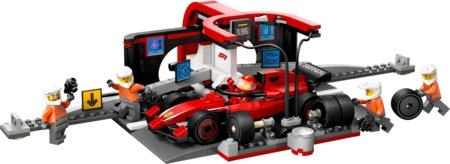 60443 LEGO® City Project Alicia 2025 F1® pitstops un autotehniķi ar Ferrari auto 