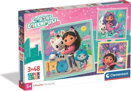 CLEMENTONI GABBY'S DOLLHOUSE puzle, 3x48 gab., 25002 