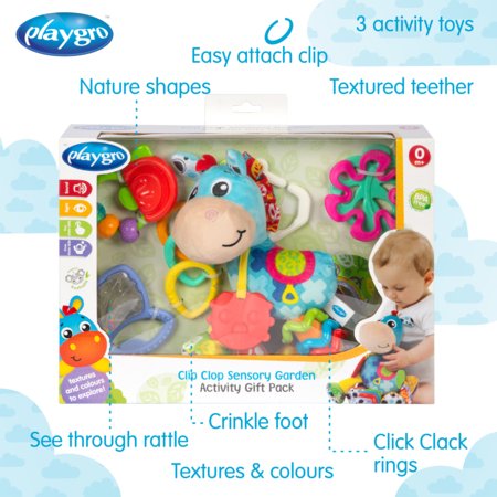 PLAYGRO aktivitātes rotaļlietu komplekts Clip Clop Sensory Garden Activity, 0188178 