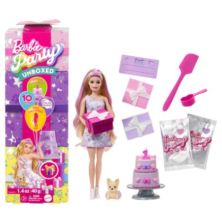 BARBIE Party Unboxed Reveal lelle ar gaišiem matiem, JFG70 
