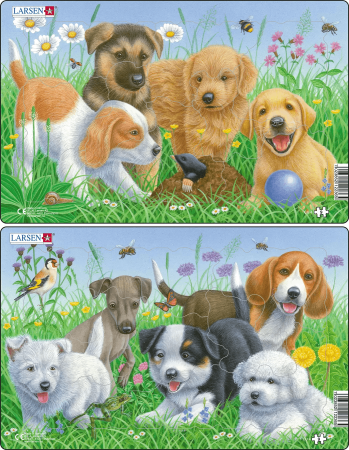 LARSEN puzle Puppies midi, 9 gab. 2 dažādi dizaini, CU4 