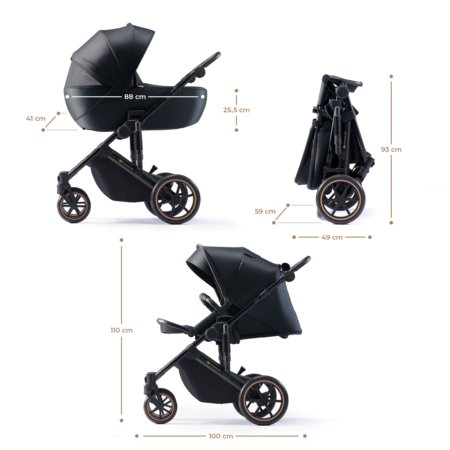KINDERKRAFT universālie ratiņi PRIME 2 2in1, venezian black, KSPRIM02BLK2000 