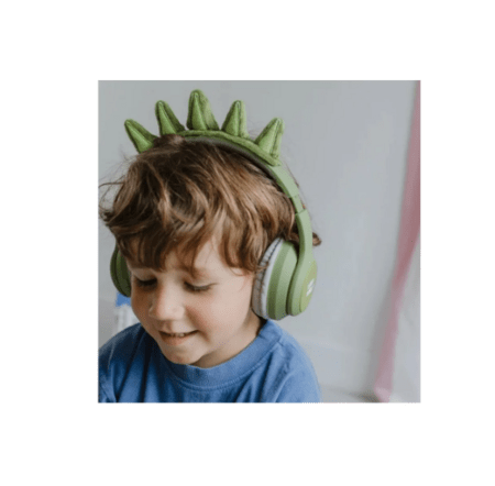 KIDYWOLF bezvadu bērnu austiņas ar maināmām dinozauru radzēm, KIDYEARS-BT-DIN 