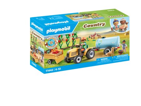 PLAYMOBIL COUNTRY Traktors ar piekabi un ūdens tvertni, 71442 