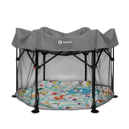 LIONELO manēža, rotaļu laukums ROEL PLUS, 65x85 cm., Grey multicolor 