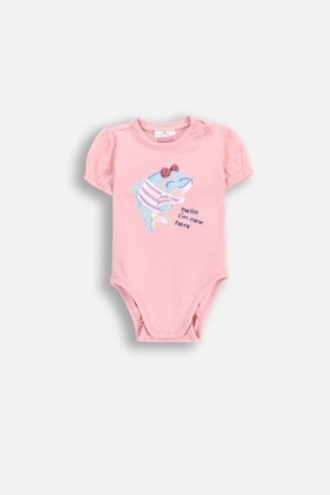 COCCODRILLO smilškrāsas krekls ar garām piedurknēm HAPPY RETRO GIRL NEWBORN, rozā, WC5112201HGN-033-080, 80 cm 