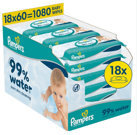 PAMPERS mitrās salvetes Wipes Aqua, 60x18 vnt., 80871792 