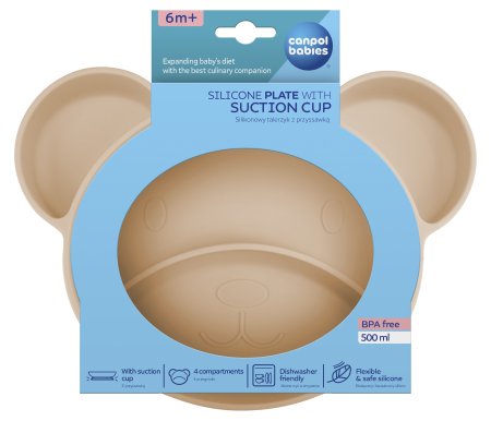 CANPOL BABIES Silikona šķīvis ar piesūcekni, BEAR, 51/401_bei 