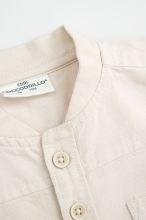 COCCODRILLO krekls ar garām piedurknēm SAGE TIME BOY NEWBORN, krēmveida, WC5136101SBN-002-086, 86 cm 