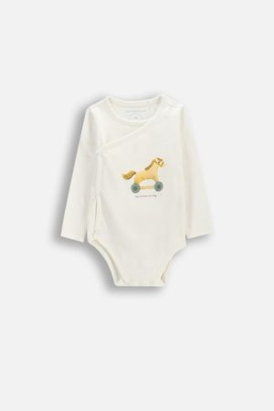 COCCODRILLO bodijs ar garām piedurknēm un pogām, smilšu krāsa, WC6112602MBN-003-074, 74 izmērs 