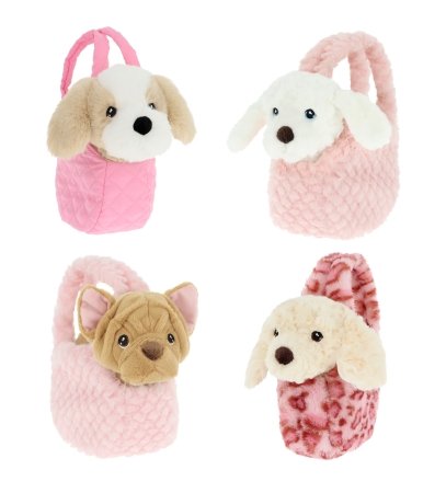 KEEL TOYS Mīksta rotaļlieta Kucēns somā, sortiments 18cm, EP3558 