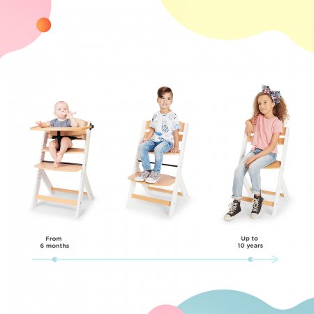 KINDERKRAFT barošanas krēsliņš ENOCK Wooden/White KKKENOCWHT0000