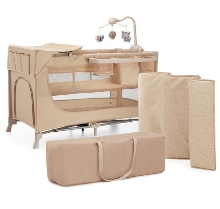 KINDERKRAFT ceļojumu gultiņa ar piederumiem JOY 2 beige AC, KLJOY02BEG000AC 