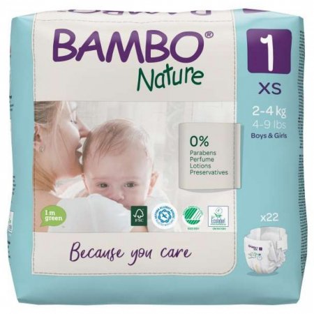 Bambo autiņbiksītes Nature Izmērs 1, 2-4 kg, 22 gab 5703538244353