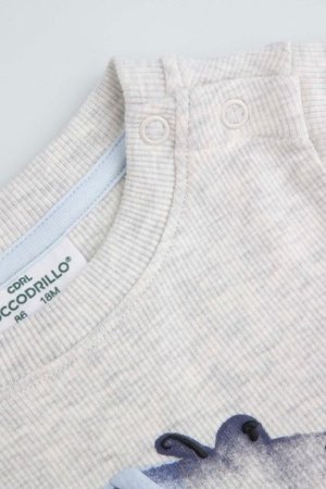 COCCODRILLO smilškrāsas krekls ar garām piedurknēm SAGE TIME BOY NEWBORN, krēmveida, WC5112102SBN-002-080, 80 cm 