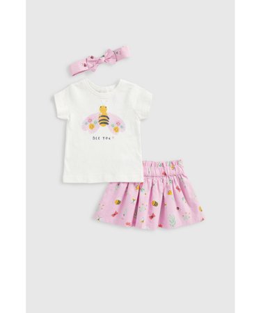 MOTHERCARE krekls ar īsām piedurknēm, svārki un galvas lenta, HC531 