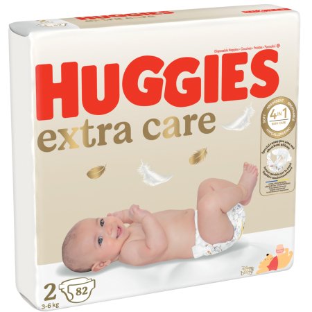 HUGGIES autiņbiksītes EXTRA CARE 2,  3-6kg, 82 gab., 2592611 2592611