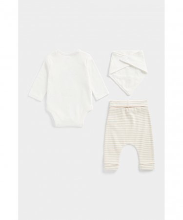 MOTHERCARE bodijs ar garām piedurknēm, bikses zīdaiņiem, bib, EB660 623839