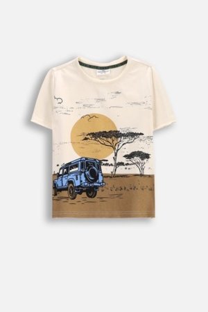 COCCODRILLO krekls ar īsām piedurknēm WILD SAFARI BOY KIDS, krēmveida, WC5143205WBK-003-122, 122 cm 