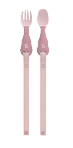BIBADO Handi piestiprināmi bērnu galda piederumi (2 gab.), blush, BIB224R 