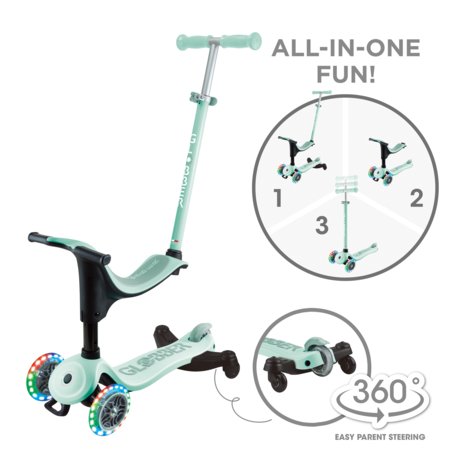 GLOBBER skrejritenis Go Up Sporty Lights 360°, piparmētru-pistāciju, 456-706 S 