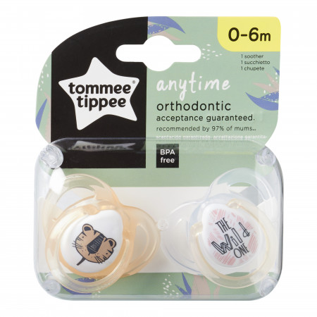 Tommee Tippee silikona māneklis 2vnt 0-6m Anytime 43335499 43335497