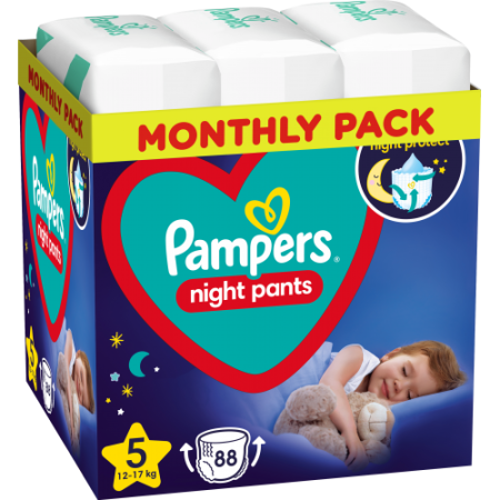 PAMPERS Autiņbiksītes-biksītes Night Monthly 5 izmērs, 4x22, 88 gab, 81758420MP 