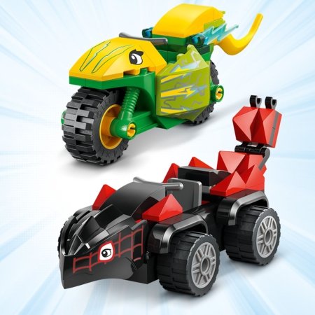 11198 LEGO® Spidey Spin un Electro dinozauru transportlīdzekļu pakaļdzīšanās 