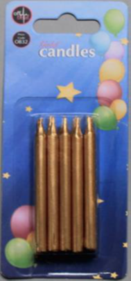 Sveces OB (zelta krāsas, pasteļkrāsas, mirdzošas, ar smaidiņiem), 5298000230878 