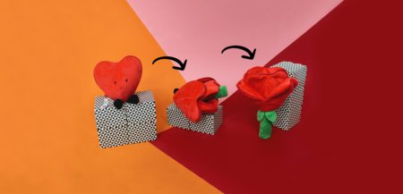 FLIPETZ plīša rotaļlieta - roze sirdī, Poppy red, 80400 