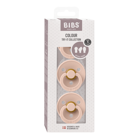 BIBS knupis (apaļš, anatomisks, simetrisks), 3 gab., 0-6 m., Blush, 1 izmērs 