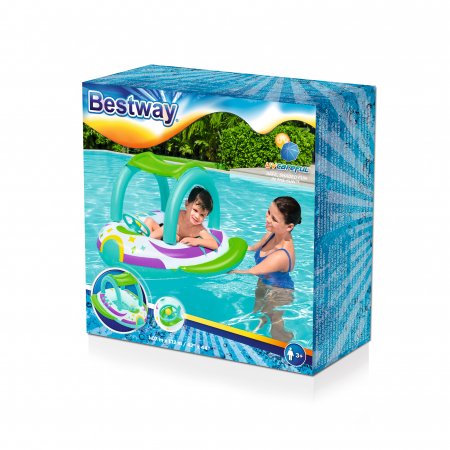BESTWAY Space Splash bērnu laiva ar aizsardzību pret sauli, 1,07 m x 1,12 m, 34149 34149